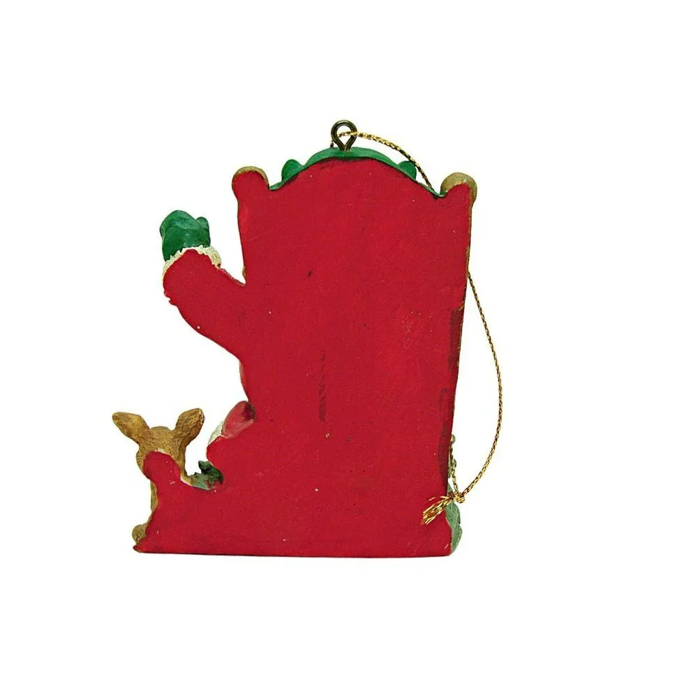 Vintage Santa And Animal Friends Multicolor Christmas Decorative Ornament Resin